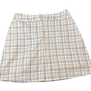 White Plaid Mini Skirt with Pastel Stripes Tail White Label